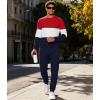 imageUOUA Mens 2 Piece Sweatsuits Set Long Sleeve Sweatshirt Jogging Sweatpants Tracksuits OutfitsColorblock Navy