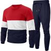 imageUOUA Mens 2 Piece Sweatsuits Set Long Sleeve Sweatshirt Jogging Sweatpants Tracksuits OutfitsColorblock Navy