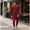 imageUOUA Mens 2 Piece Sweatsuits Set Long Sleeve Sweatshirt Jogging Sweatpants Tracksuits OutfitsWine Red