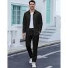 imageUOUA Mens 2 Piece Tracksuits Set Casual Jacquard Sweatsuits Outfits FullZip Jakcet ampamp Loose Jogging PantsBlack