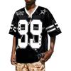 imageUOUA Mens Jersey Y2k Baggy Shirts Number Graphic Tees Oversized V Neck Tshirts Streetwear TopsBlack
