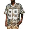 imageUOUA Mens Jersey Y2k Baggy Shirts Number Graphic Tees Oversized V Neck Tshirts Streetwear TopsBrownleaves