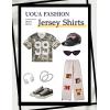 imageUOUA Mens Jersey Y2k Baggy Shirts Number Graphic Tees Oversized V Neck Tshirts Streetwear TopsBrownleaves