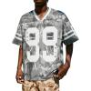 imageUOUA Mens Jersey Y2k Baggy Shirts Number Graphic Tees Oversized V Neck Tshirts Streetwear TopsGreyleaves