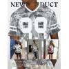 imageUOUA Mens Jersey Y2k Baggy Shirts Number Graphic Tees Oversized V Neck Tshirts Streetwear TopsGreyleaves