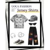 imageUOUA Mens Jersey Y2k Baggy Shirts Number Graphic Tees Oversized V Neck Tshirts Streetwear TopsGreyleaves