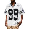 imageUOUA Mens Jersey Y2k Baggy Shirts Number Graphic Tees Oversized V Neck Tshirts Streetwear TopsWhite