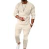 imageUOUA Mens 2 Piece Sweatsuits Set Long Sleeve Sweatshirt Jogging Sweatpants Tracksuits OutfitsBeige