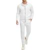 imageUOUA Mens 2 Piece Tracksuits Set Casual Jacquard Sweatsuits Outfits FullZip Jakcet ampamp Loose Jogging PantsWhite