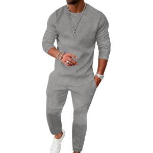 imageUOUA Mens 2 Piece Sweatsuits Set Long Sleeve Sweatshirt Jogging Sweatpants Tracksuits OutfitsGrey