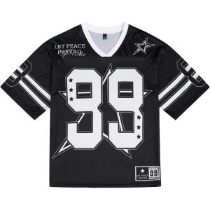 imageUOUA Mens Jersey Y2k Baggy Shirts Number Graphic Tees Oversized V Neck Tshirts Streetwear TopsBlack