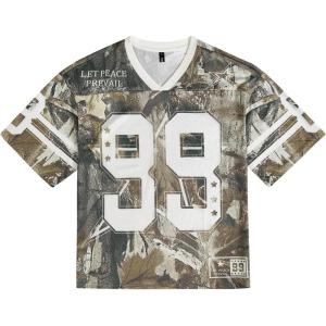 imageUOUA Mens Jersey Y2k Baggy Shirts Number Graphic Tees Oversized V Neck Tshirts Streetwear TopsBrownleaves