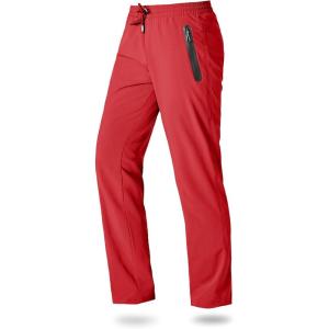 imageBoladeci Mens Joggers Lightweight Quick Dry Pants Athletic Hiking Workout Elastic Waist Sweatpants with PocketsRed