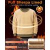 imageBoladeci Mens Sherpa Lined Crewneck Sweatshirt Heavyweight Fleece Pullover Thick Cotton Winter Warm ShirtsKhaki