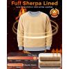 imageBoladeci Mens Sherpa Lined Crewneck Sweatshirt Heavyweight Fleece Pullover Thick Cotton Winter Warm ShirtsLight Gray