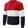 imageUOUA Mens Crewneck Sweatshirt Jacquard Texture Pullover Casual Long Sleeve Shirt for Fall WinterColorblock Navy