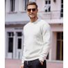 imageUOUA Mens Crewneck Sweatshirt Jacquard Texture Pullover Casual Long Sleeve Shirt for Fall WinterWhite