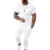 imageUOUA Mens 2 Piece Sweatsuit Set Short Sleeve Sweatshirt Jogging Sweatpants Tracksuits OutfitsWhite