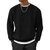 imageUOUA Mens Crewneck Sweatshirt Jacquard Texture Pullover Casual Long Sleeve Shirt for Fall WinterBlack