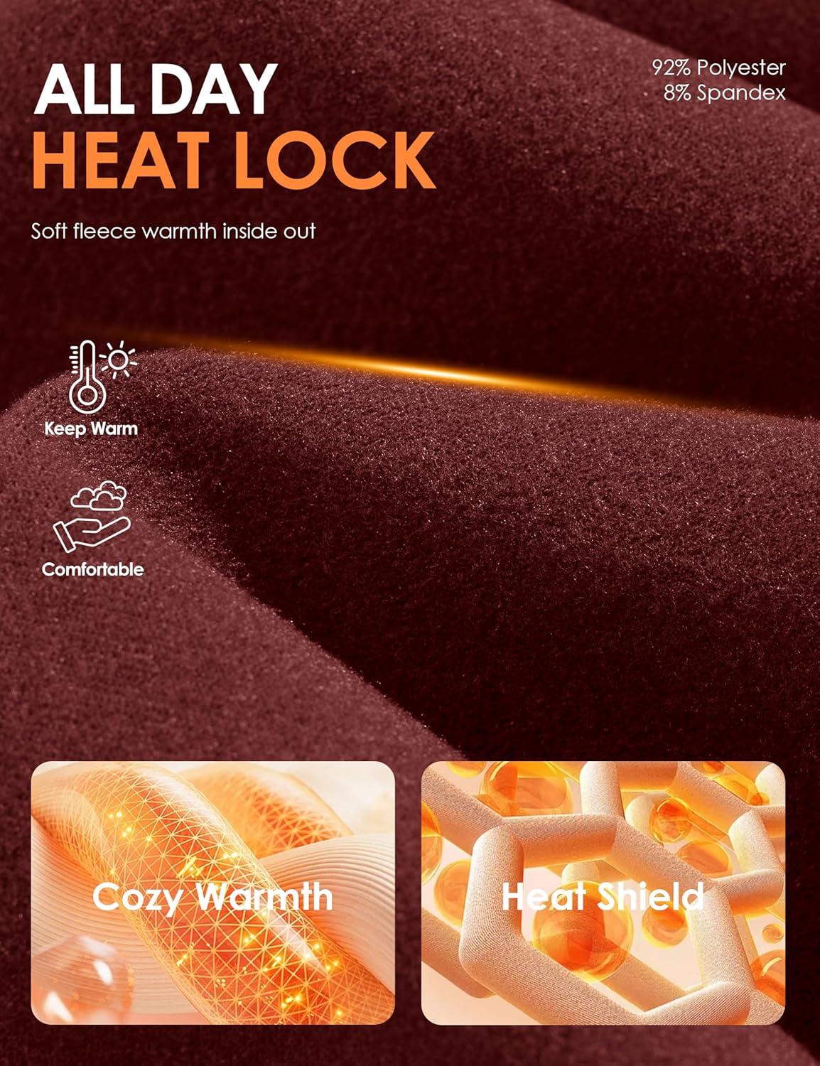 imageBoladeci Mens Thermal Underwear Tops Fleece Lined Base Layer Long Sleeve Shirts for Cold WeatherBurgundy