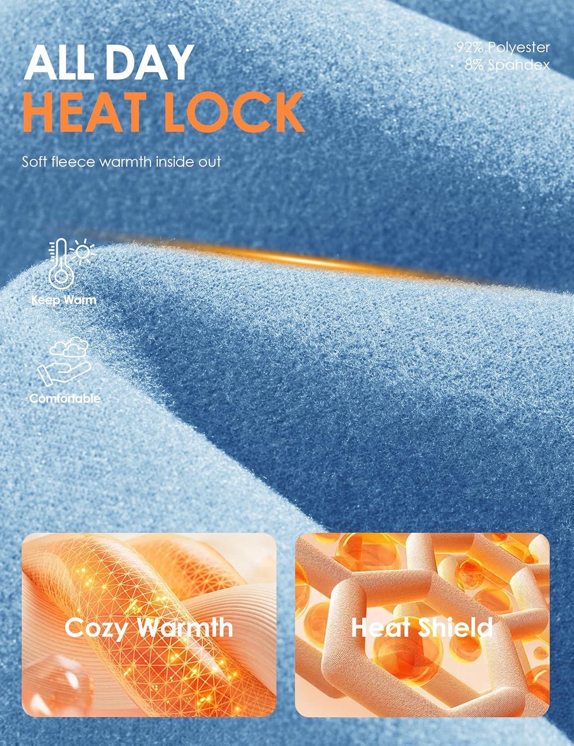 imageBoladeci Mens Thermal Underwear Tops Fleece Lined Base Layer Long Sleeve Shirts for Cold WeatherLight Blue