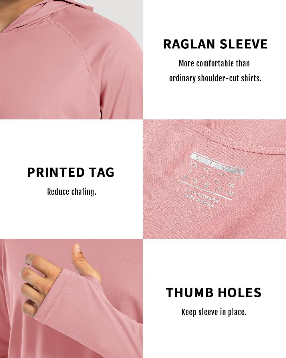 imageBoladeci Mens UPF 50 Sun Protection Lightweight Hoodie Shirts Long Sleeve Fishing Shirts SPF UV Hiking SwimDusty Pink