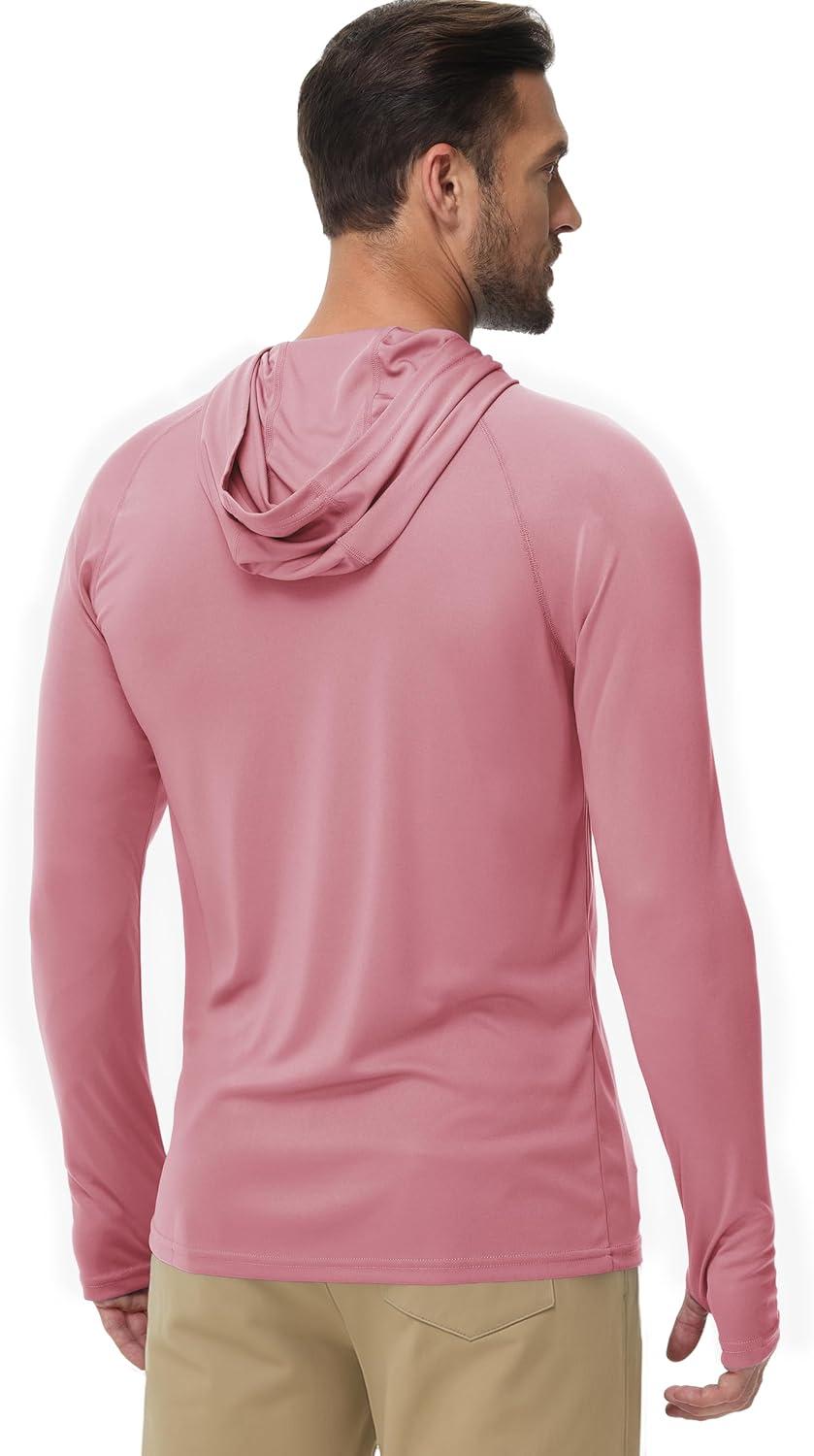imageBoladeci Mens UPF 50 Sun Protection Lightweight Hoodie Shirts Long Sleeve Fishing Shirts SPF UV Hiking SwimDusty Pink