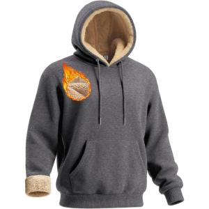 imageBoladeci Mens Sherpa Lined Hoodie Sweatshirts Heavy Fleece Cotton for Winter Cold WeatherDark Grey