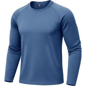 imageBoladeci Mens Thermal Underwear Tops Fleece Lined Base Layer Long Sleeve Shirts for Cold WeatherBlue Gray