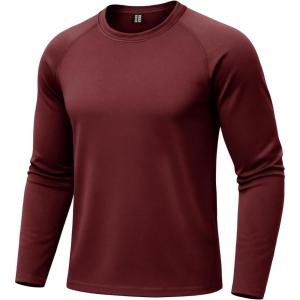 imageBoladeci Mens Thermal Underwear Tops Fleece Lined Base Layer Long Sleeve Shirts for Cold WeatherBurgundy