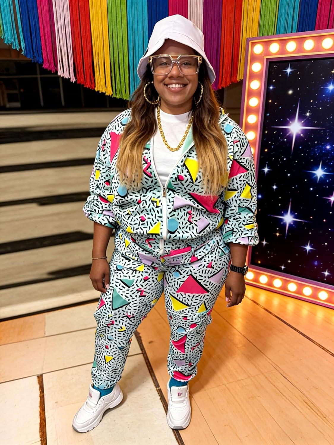 imageUOUA 80s Windbreaker Jacket for Women Retro Color Block Wind Breaker Long Sleeve Reversible Casual CoatGreenish Print