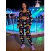 imageUOUA 80s Windbreaker Jacket for Women Retro Color Block Wind Breaker Long Sleeve Reversible Casual CoatBlack Print