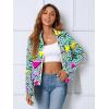 imageUOUA 80s Windbreaker Jacket for Women Retro Color Block Wind Breaker Long Sleeve Reversible Casual CoatGreenish Print