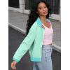 imageUOUA 80s Windbreaker Jacket for Women Retro Color Block Wind Breaker Long Sleeve Reversible Casual CoatMint Green