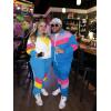 imageUOUA Plus Size 80s Outfit for Women 90s Costume Long Sleeves Windbreaker 2 Piece Party TracksuitBlue White