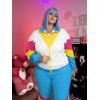 imageUOUA Plus Size 80s Outfit for Women 90s Costume Long Sleeves Windbreaker 2 Piece Party TracksuitBlue White