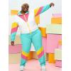 imageUOUA Plus Size 80s Outfit for Women 90s Costume Long Sleeves Windbreaker 2 Piece Party TracksuitMint White