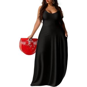 imageUOUA Hawaiian Dresses Women Plus Size Luau Party Sundress Summer Maxi Tropical Boho Beach DressBlack