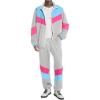 imageUOUA 80s Outfit Men 90s Tracksuit Costumes Halloween 70s Windbreaker Jacket Track Suit 2 Piece Hip Hop SetLight Grey