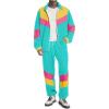 imageUOUA 80s Outfit Men 90s Tracksuit Costumes Halloween 70s Windbreaker Jacket Track Suit 2 Piece Hip Hop SetMintgreen
