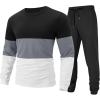 imageUOUA Mens 2 Piece Sweatsuits Outfits Color Block Loungewear ampamp Joggers Sweatpants Casual Track Suits SetBlackblockgrey