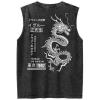 imageUOUA Mens Graphic Tank Tops Washed Sleeveless Tee Shirts Summer Vintage Cotton Streetwear S2XLDragonblack