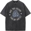 imageUOUA Mens Graphic Tees Vintage Oversized TShirts Casual Acid Wash Cotton Streetwear S2XLSpraypaintedblack