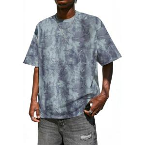 imageMens Camo Shirt Graphic Tees Vintage TShirts Oversized Maple Leaf Print Casual Crewneck Top StreetwearBlue Leaves