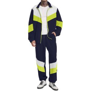 imageUOUA 80s Outfit Men 90s Tracksuit Costumes Halloween 70s Windbreaker Jacket Track Suit 2 Piece Hip Hop SetNavy Green