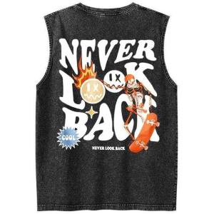 imageUOUA Mens Graphic Tank Tops Washed Sleeveless Tee Shirts Summer Vintage Cotton Streetwear S2XLSkullblack