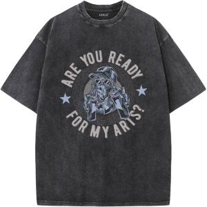 imageUOUA Mens Graphic Tees Vintage Oversized TShirts Casual Acid Wash Cotton Streetwear S2XLSpraypaintedblack