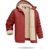 imageBoladeci Mens Sherpa Lined Hoodie Jacket Winter Warm Heavy Weight Zip Up Hooded Sweatshirt Thick Fleece CoatsOrange Red