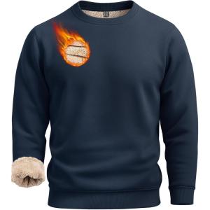 imageBoladeci Mens Full Sherpa Lined Crewneck Sweatshirts Heavyweight Fleece Pullover Thick Thermal Long Sleeve CottonNavy Blue