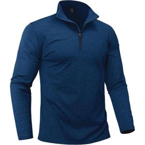imageBoladeci Mens Quarter Zip Pullover Premium Fleece Lined Heather Long Sleeve Golf Shirts Midweight 14 Half Zip SweatshirtsBlue